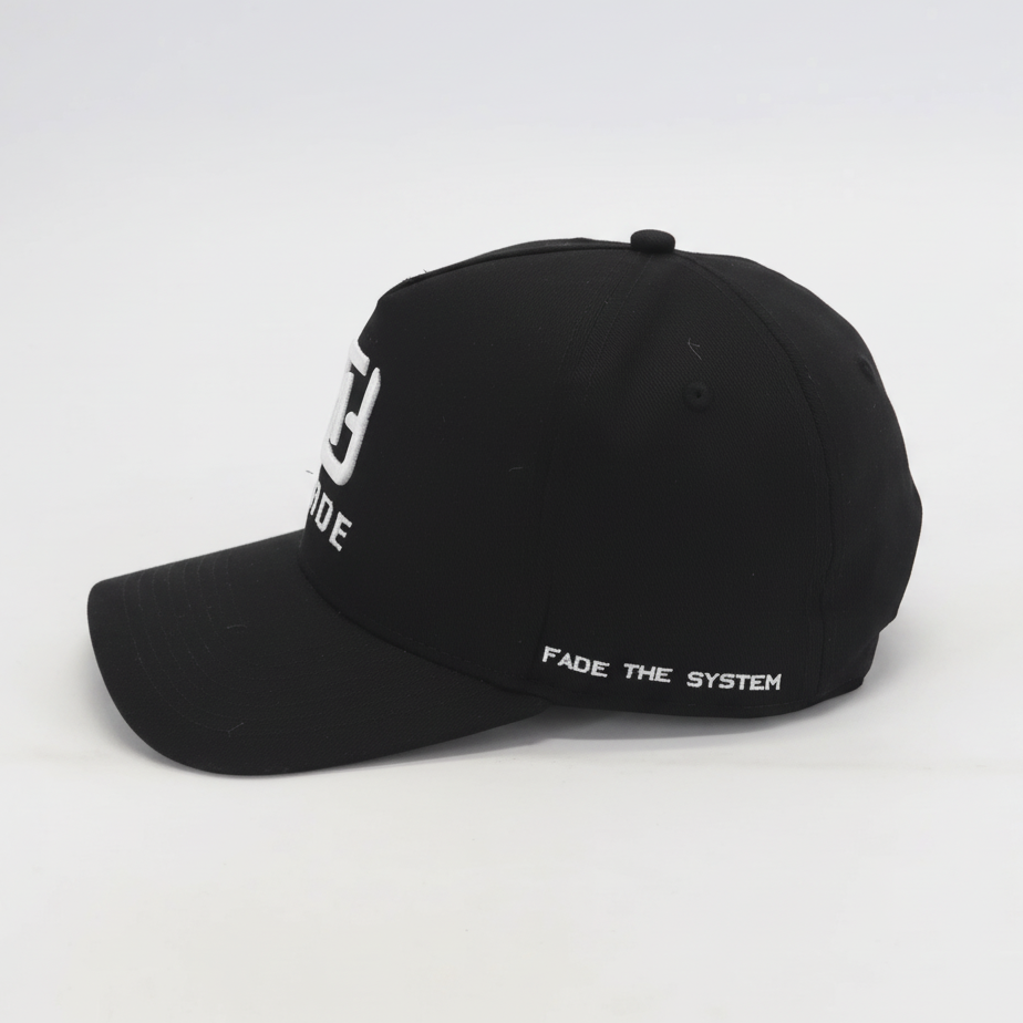FADE THE SYSTEM Black A-Frame Hat - Side View Enhanced