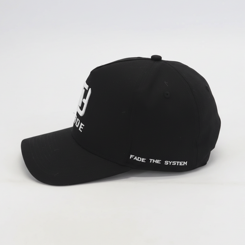 FADE THE SYSTEM Black A-Frame Hat - Side View Enhanced